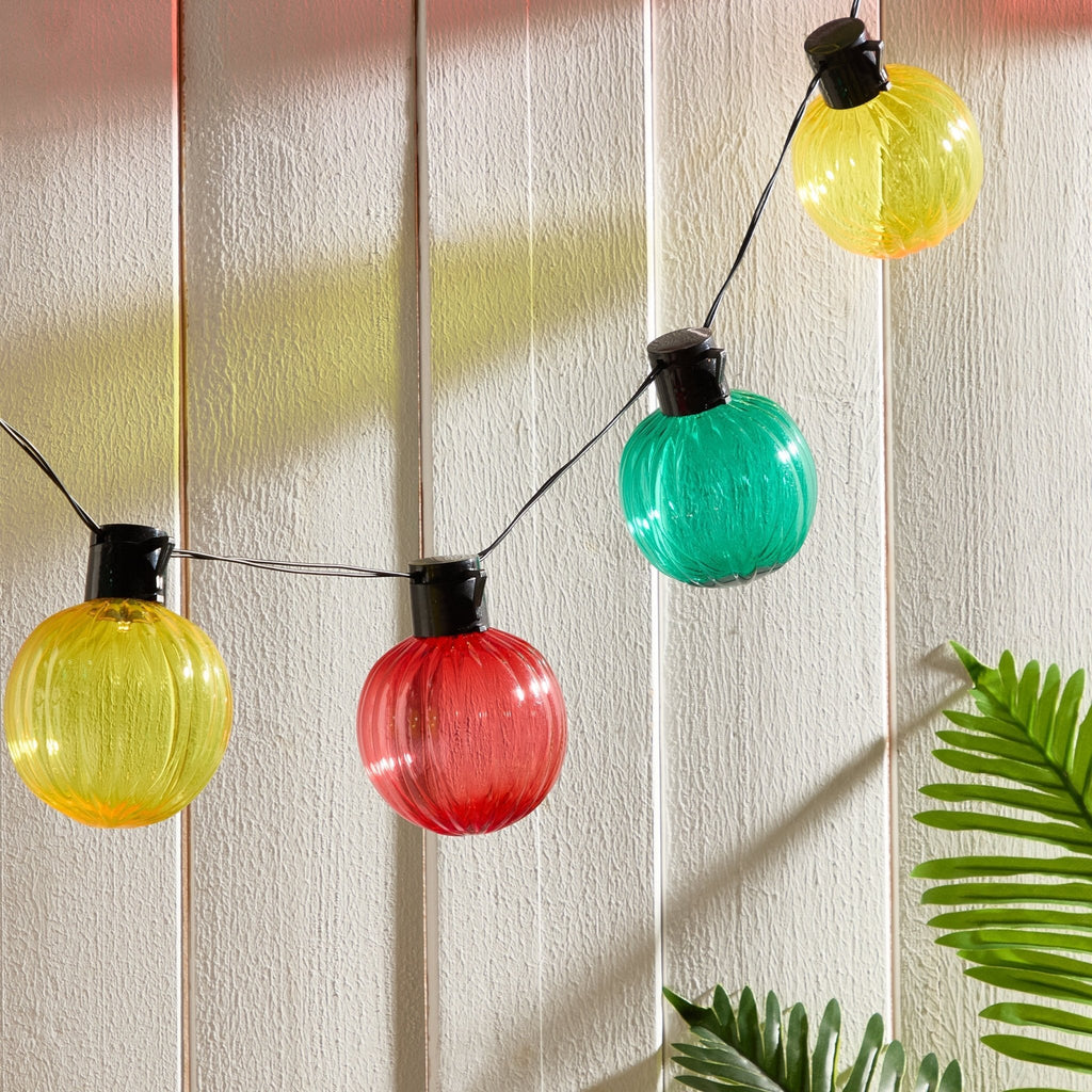 10 Outdoor Battery Fiesta Colourful String Lights - Multicoloured - DUSK