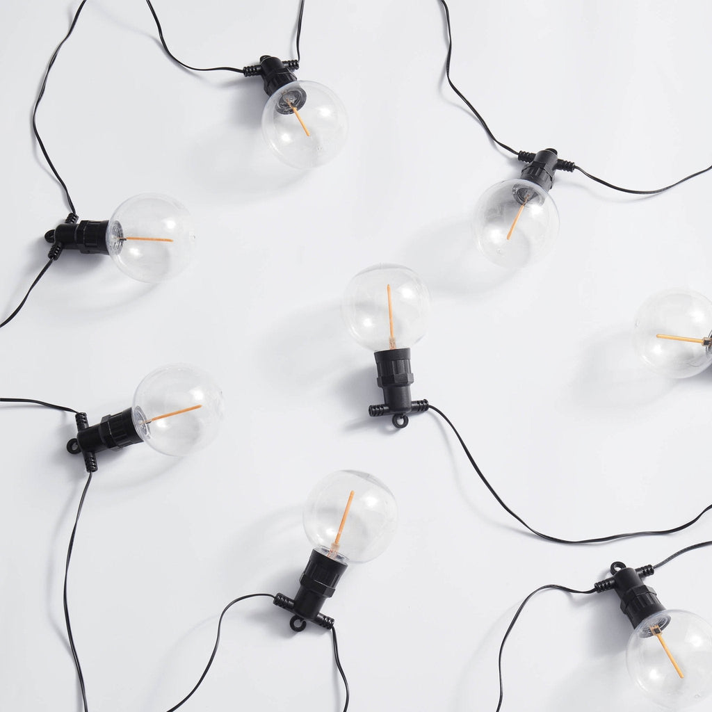 10 Outdoor Plug In Festoon Bulb Lights - White - DUSK