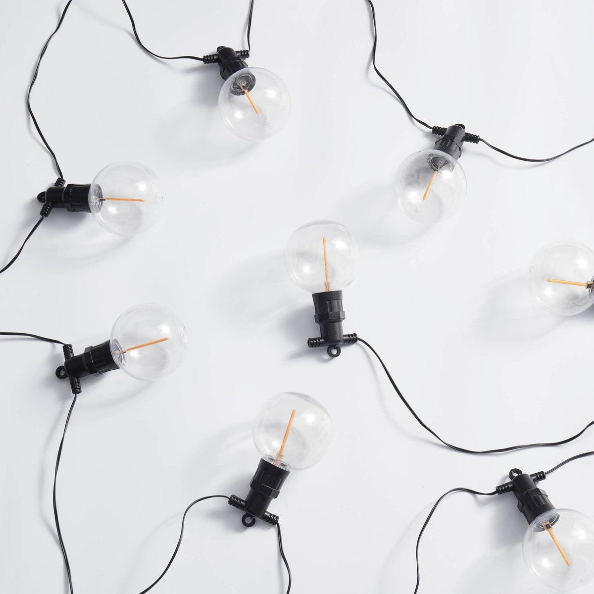 10 Outdoor Plug In Festoon Bulb Lights - White - DUSK