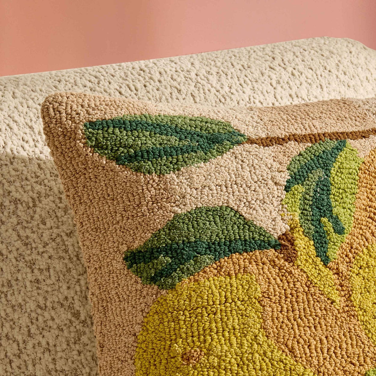 100% Cotton Tufted Loop Lemon Sofa Cushion Cover - Yellow/Natural - DUSK
