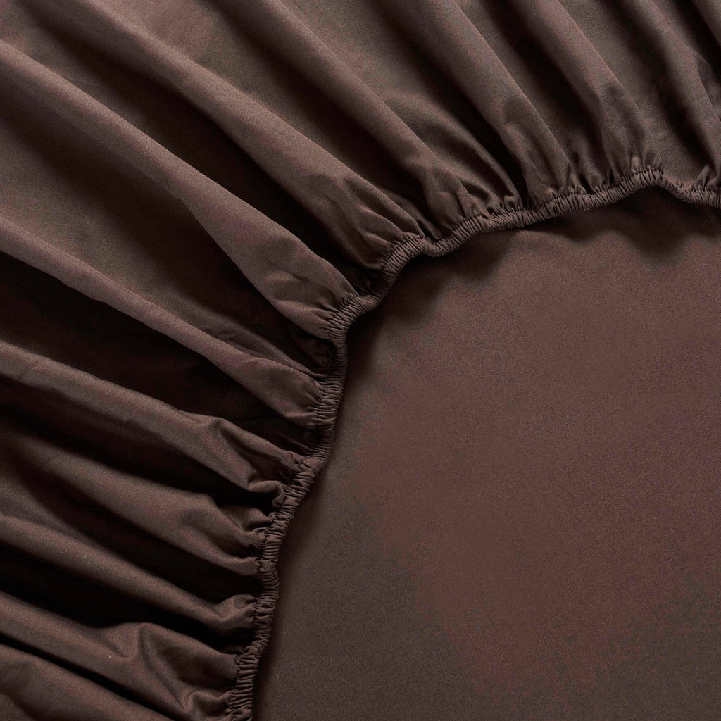 200 Thread Count Plain - Dye Fitted Sheet - Chocolate - DUSK