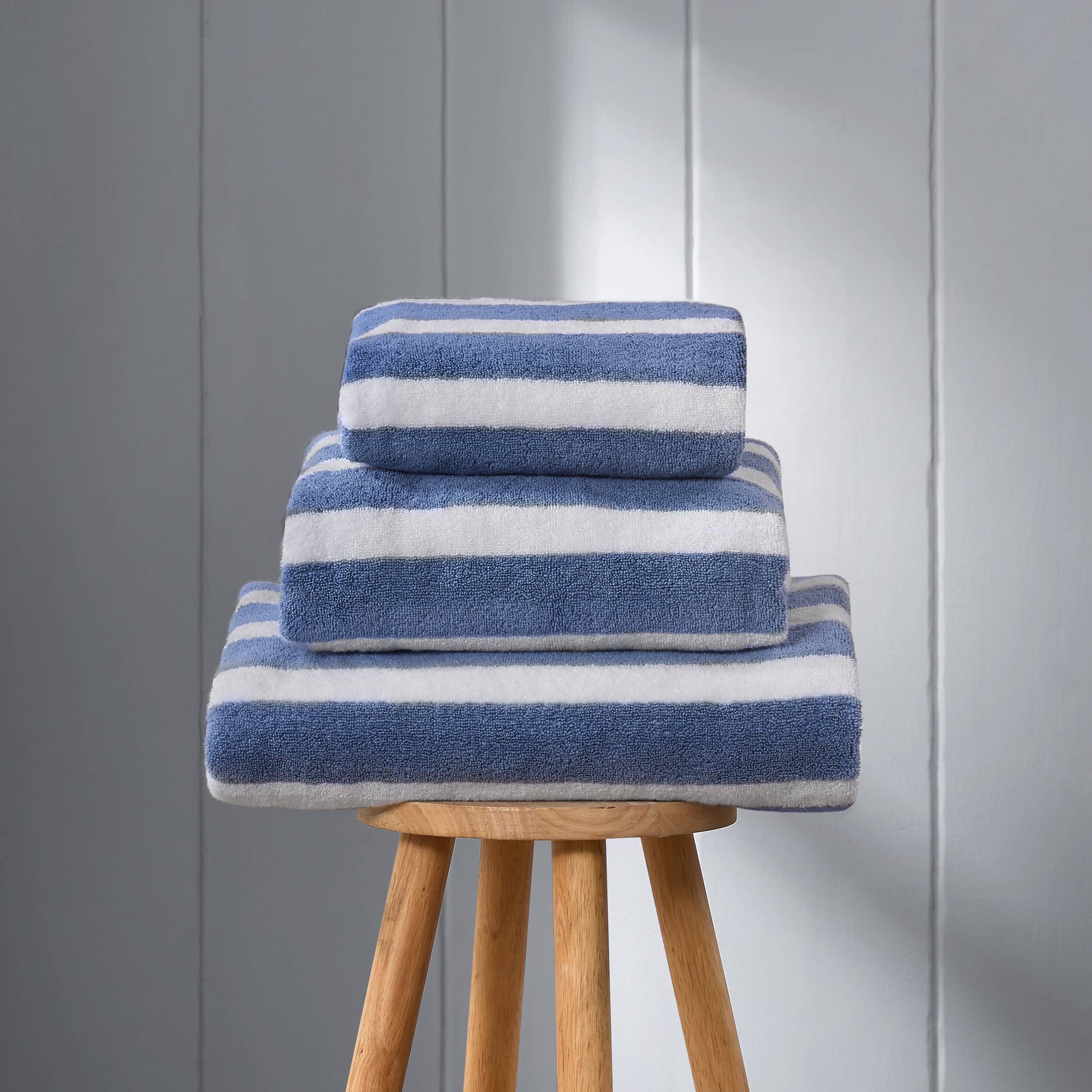 Algarve Luxury Stripe Towel Collection - French Blue