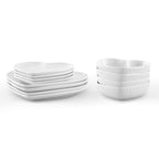 Heart Shaped 12 Piece Dinner Set - White