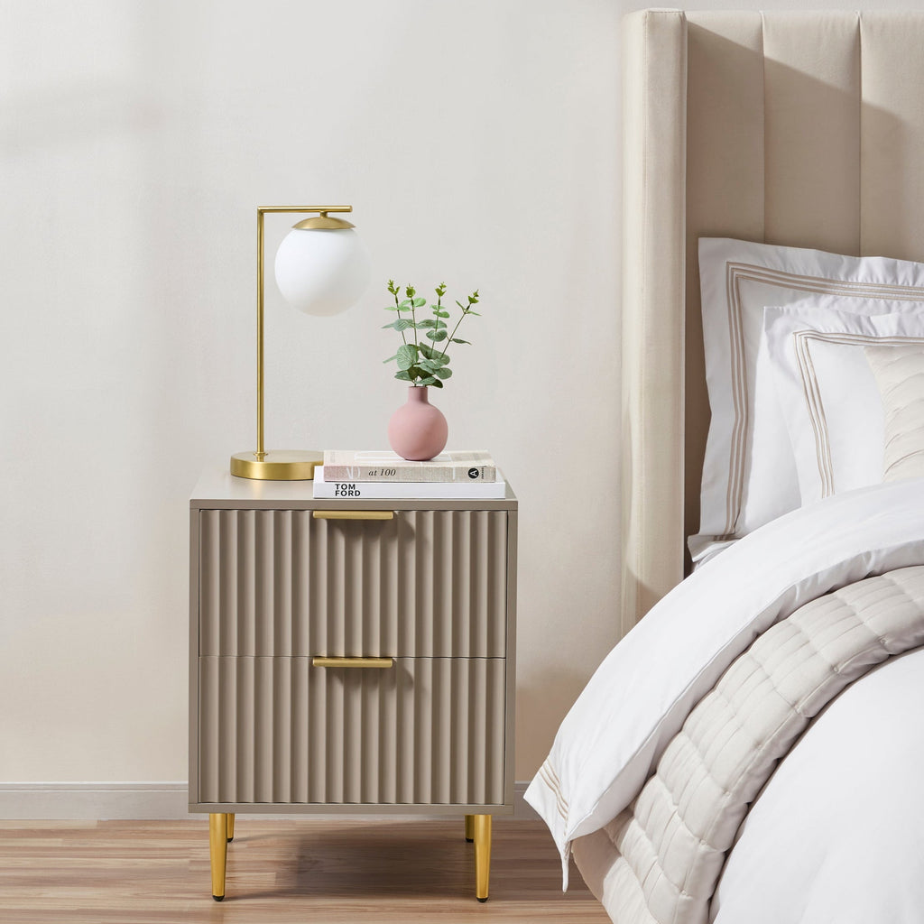 Evie 2 Drawer Bedside Table - Taupe OLD