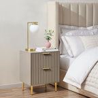 Evie 2 Drawer Bedside Table - Taupe OLD