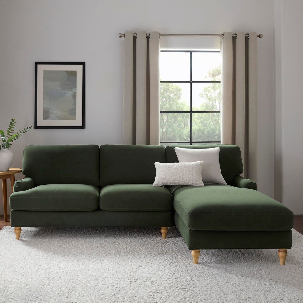 Hampshire Right Hand Chaise Sofa - Dark Olive Old