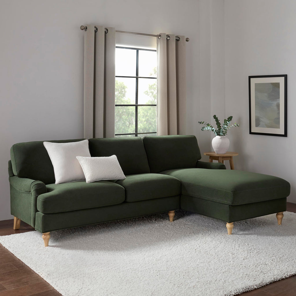 Hampshire Right Hand Chaise Sofa - Dark Olive Old