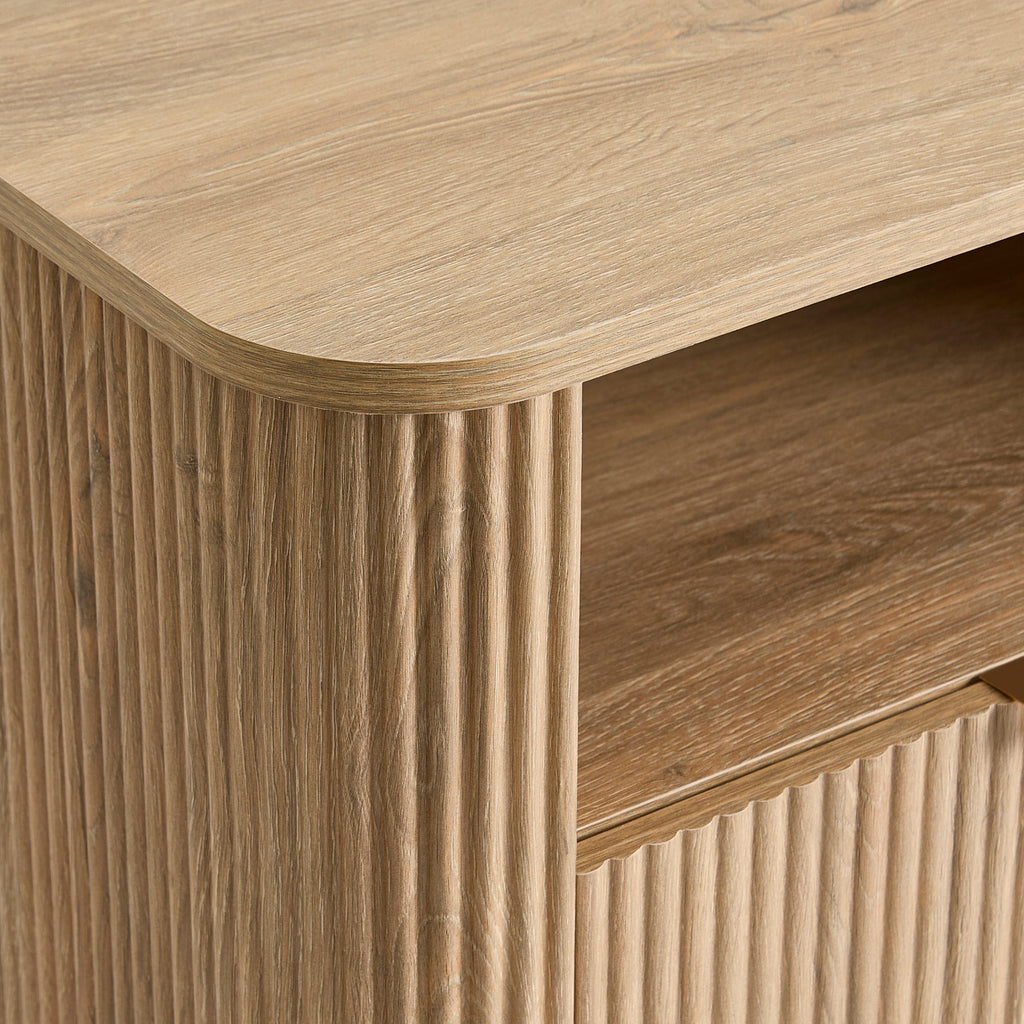 Hattie 1 Drawer Bedside with Shelf - Light Wood
