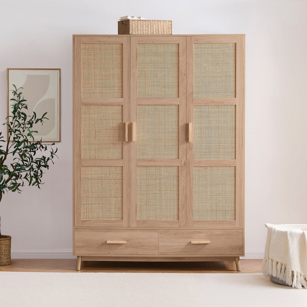 Isla 3 Door Wardrobe with Drawers - Natural
