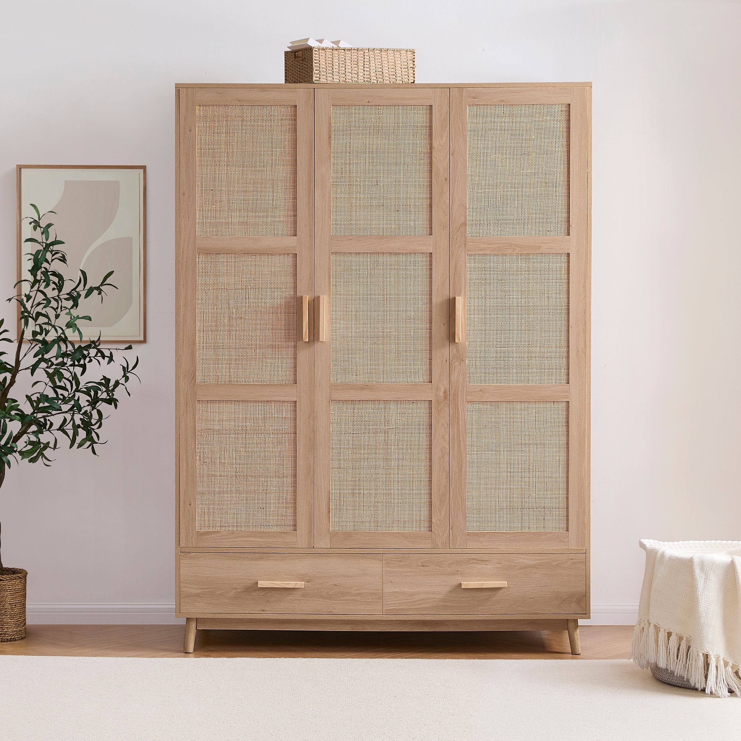 Isla 3 Door Wardrobe with Drawers - Natural