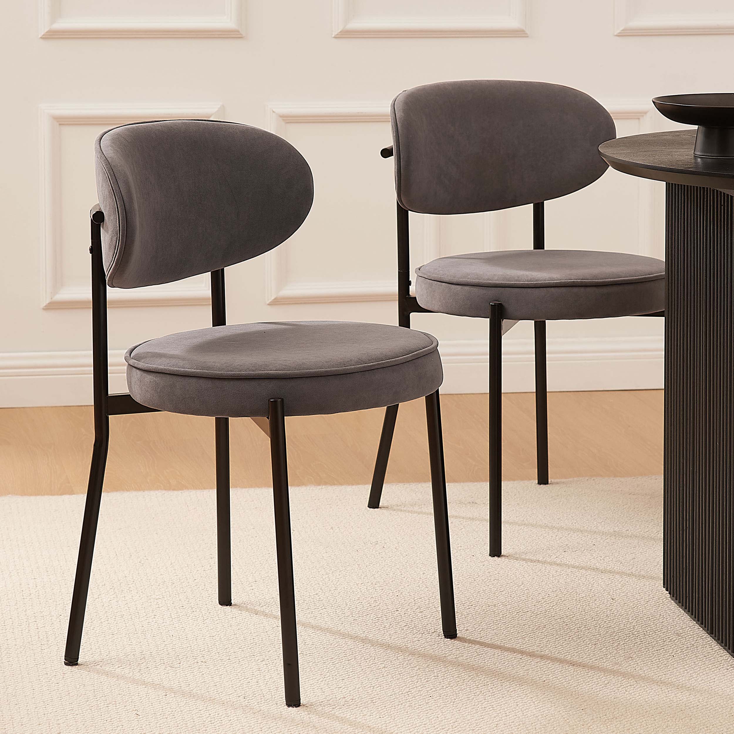 Mia Set of 2 Dining Chairs - Matte Velvet - Taupe - Resource