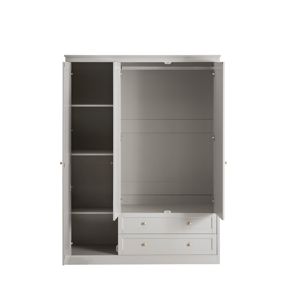 Ruby 3 Door Wardrobe with Drawers - Light Grey