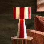Abi Raffia Stripe Table Lamp - Red - DUSK
