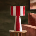 Abi Raffia Stripe Table Lamp - Red - DUSK