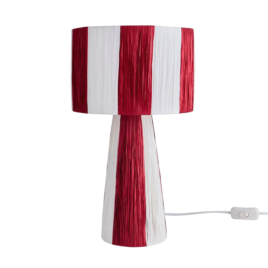 Abi Raffia Stripe Table Lamp - Red - DUSK
