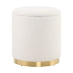 Adelaide Gold Base Boucle Storage Stool - Off White - DUSK