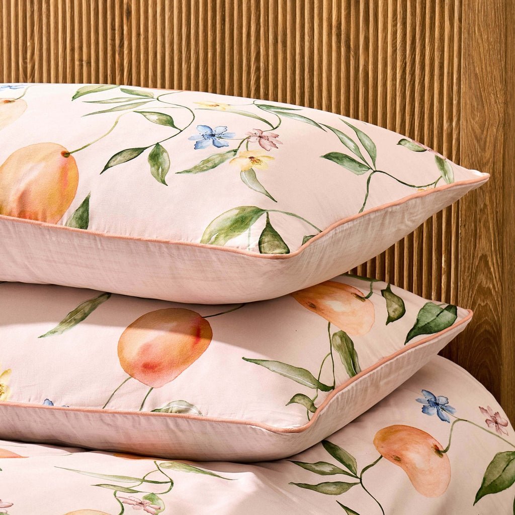 Adeline 300 Thread Count Orange Floral Print Duvet Cover & Pillowcase Set - Orange - DUSK
