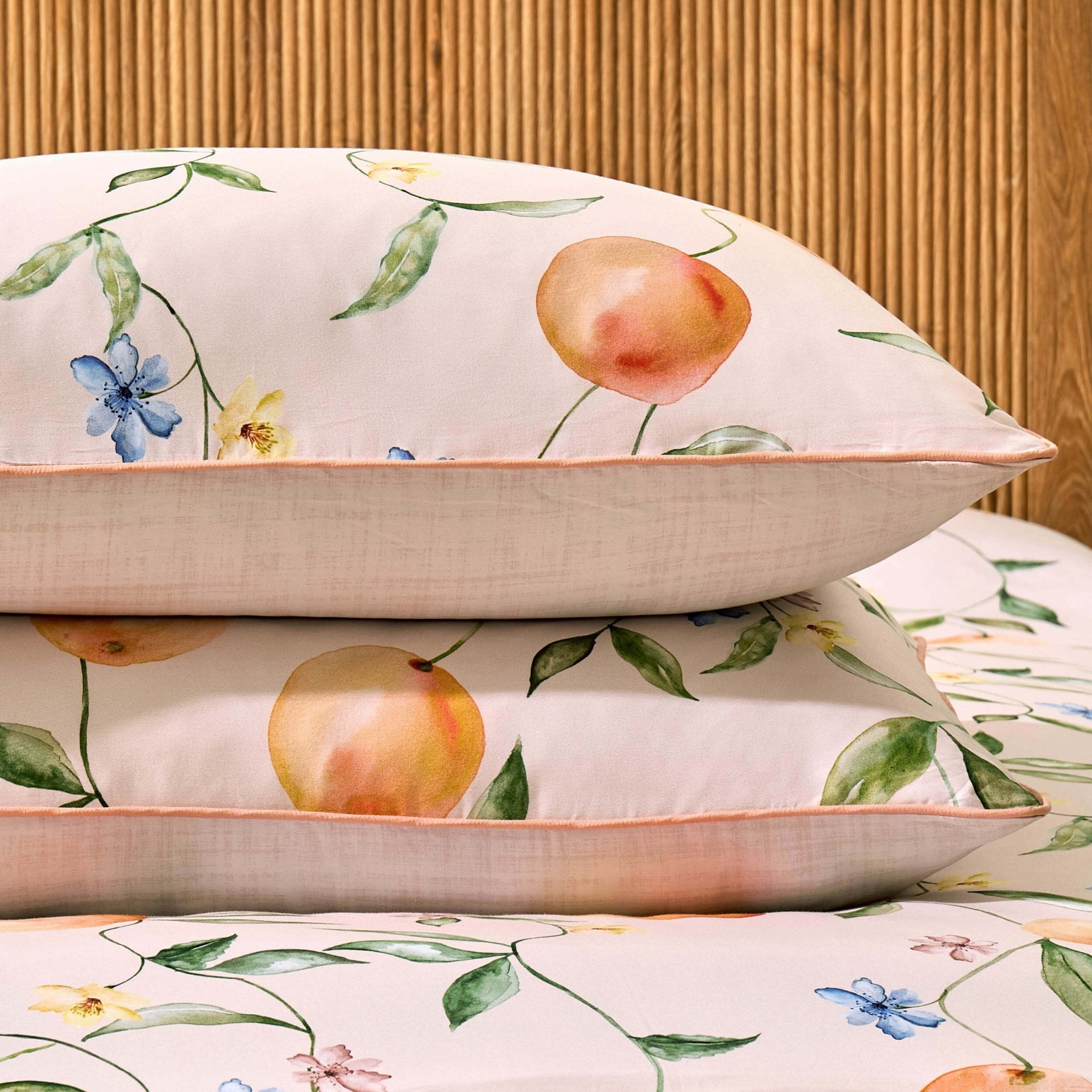 Adeline 300 Thread Count Orange Floral Print Duvet Cover & Pillowcase Set - Orange - DUSK