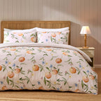 Adeline 300 Thread Count Orange Floral Print Duvet Cover & Pillowcase Set - Orange - DUSK