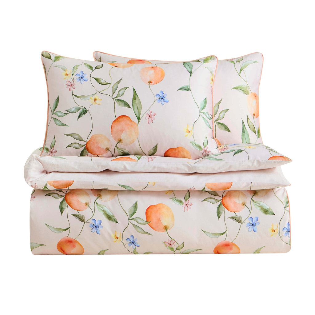Adeline 300 Thread Count Orange Floral Print Duvet Cover & Pillowcase Set - Orange - DUSK
