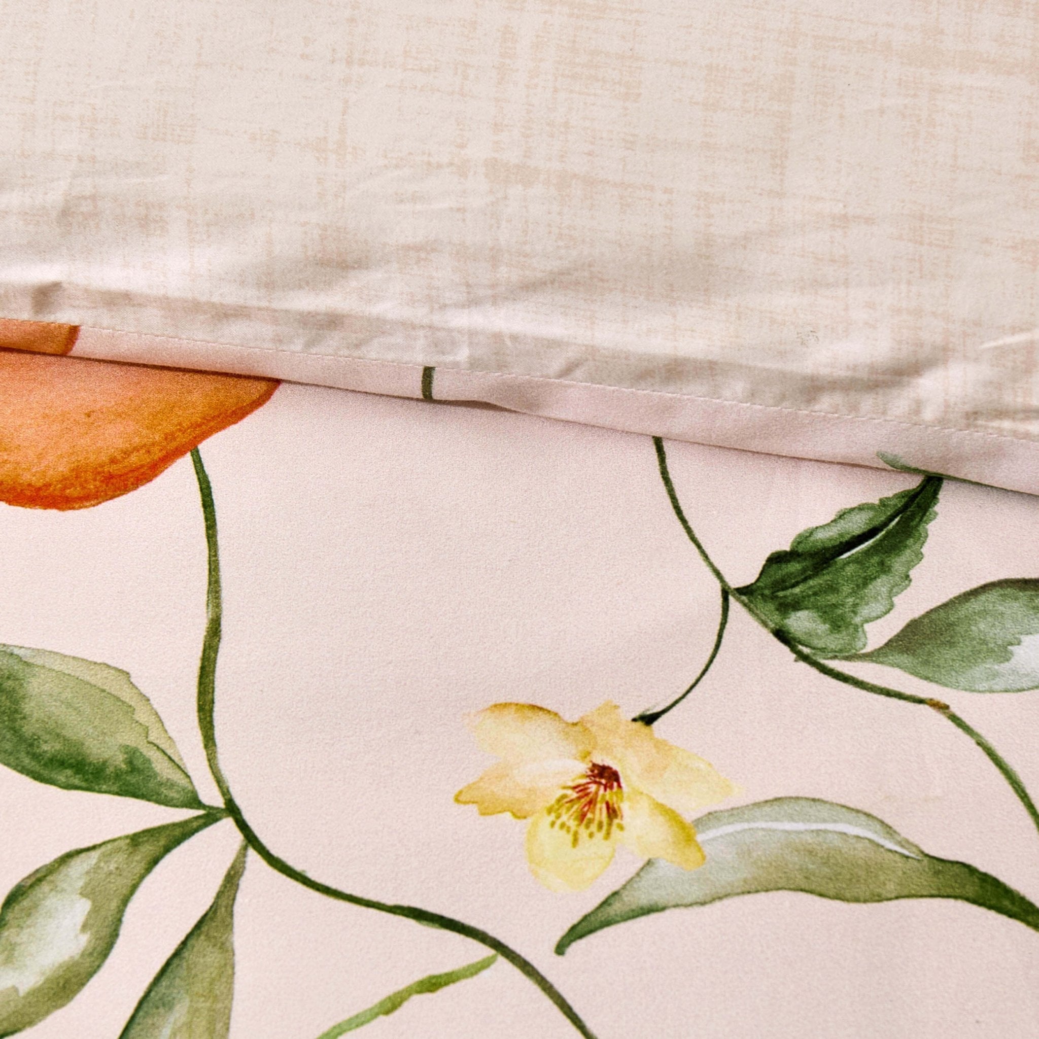 Adeline 300 Thread Count Orange Floral Print Duvet Cover & Pillowcase Set - Orange - DUSK