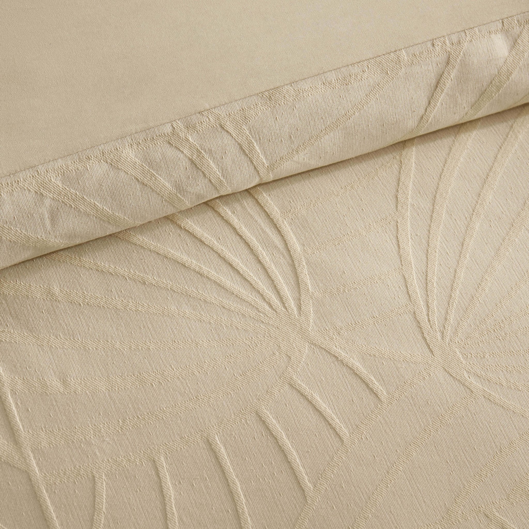 Alanna Linen Look Jacquard 100% Cotton Duvet Cover & Pillowcase Set - Natural - DUSK