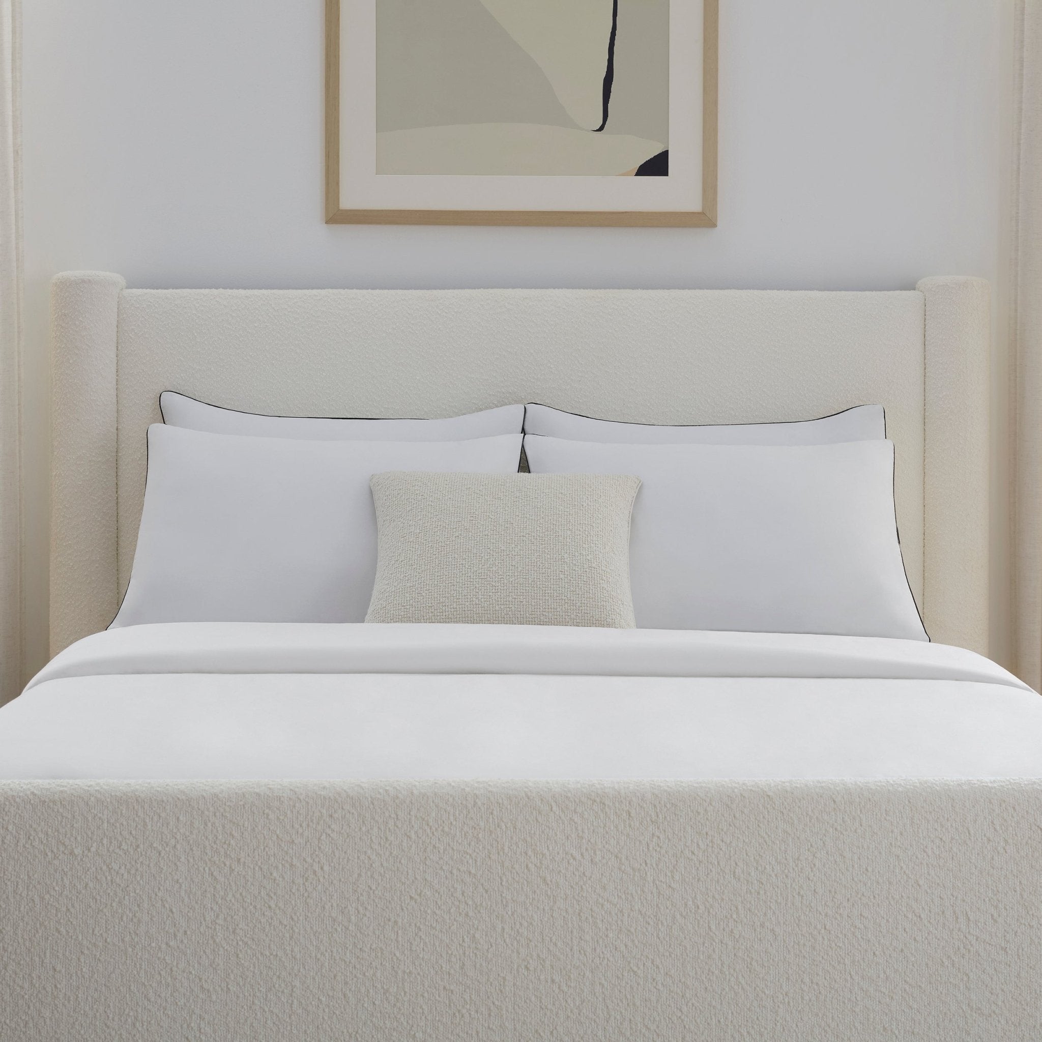 Alexandria Pillar Bed Frame - Boucle Ivory - DUSK