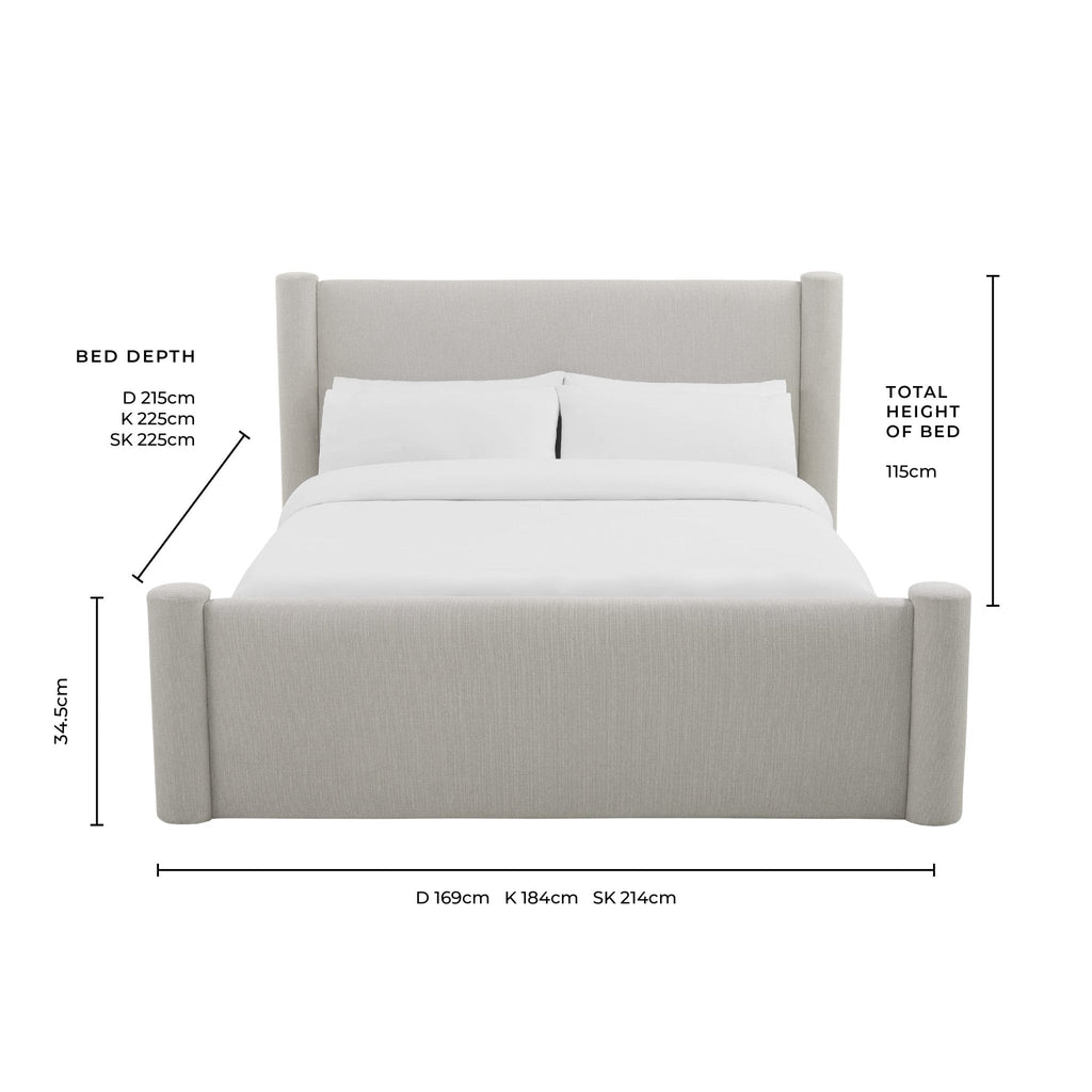 Alexandria Pillar Bed Frame - Boucle Ivory - DUSK