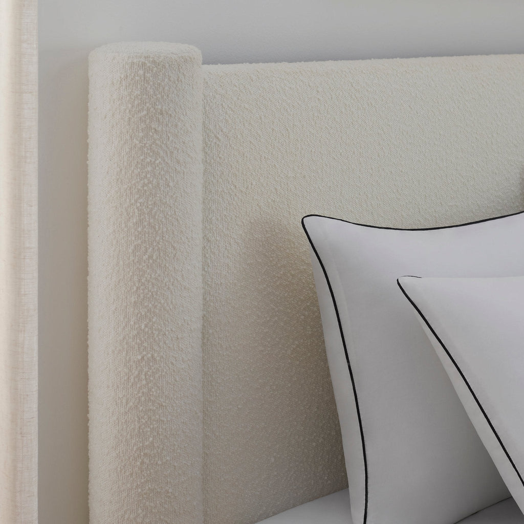 Alexandria Pillar Bed Frame - Boucle Ivory - DUSK