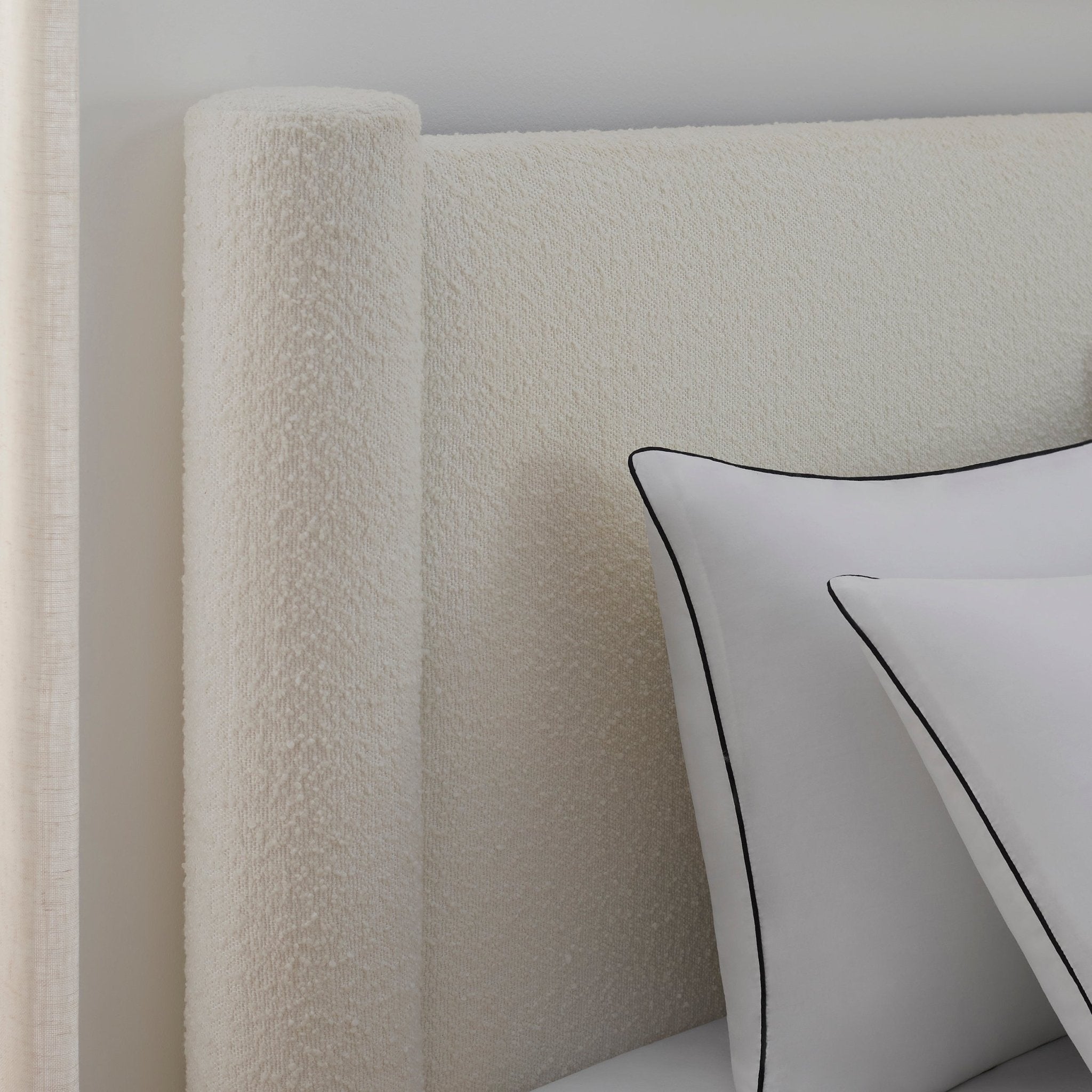 Alexandria Pillar Bed Frame - Boucle Ivory - DUSK