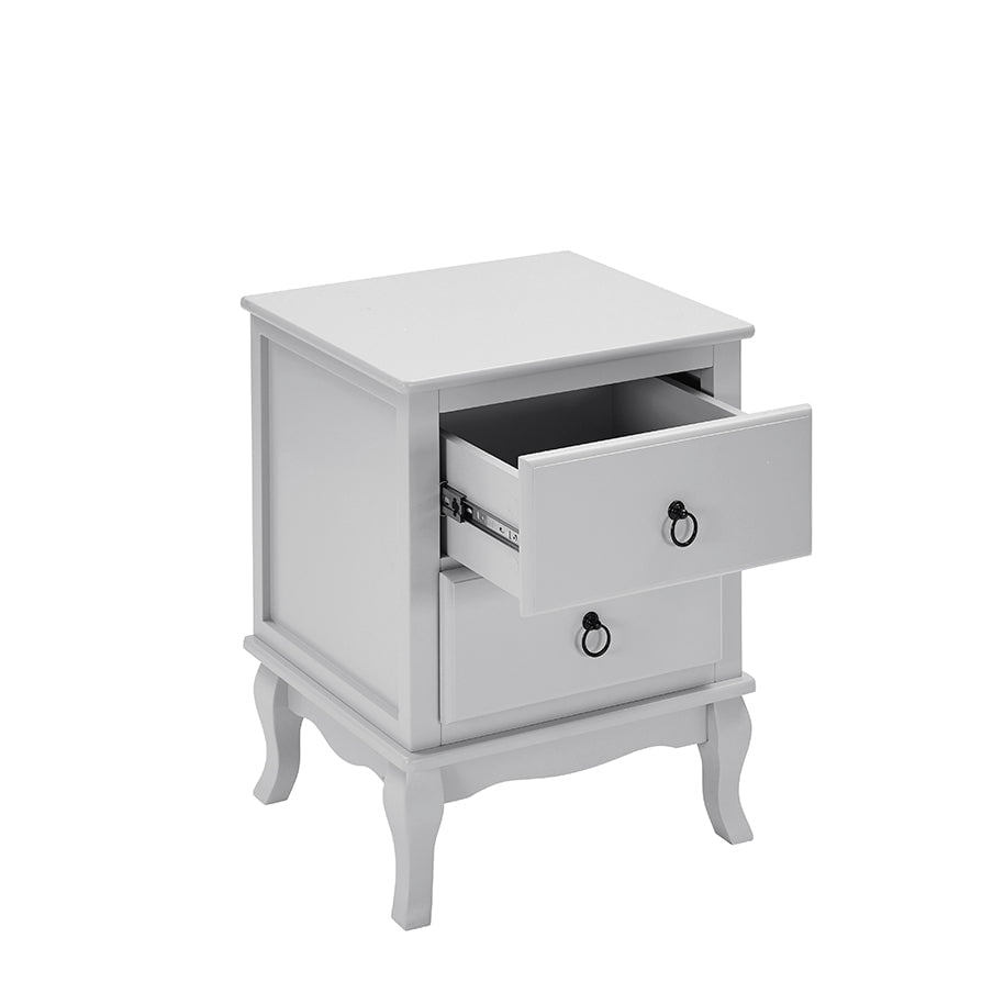 Amelie 2 Drawer Bedside Table - Light Grey - DUSK