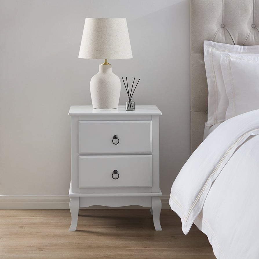 Amelie 2 Drawer Bedside Table - Light Grey - DUSK