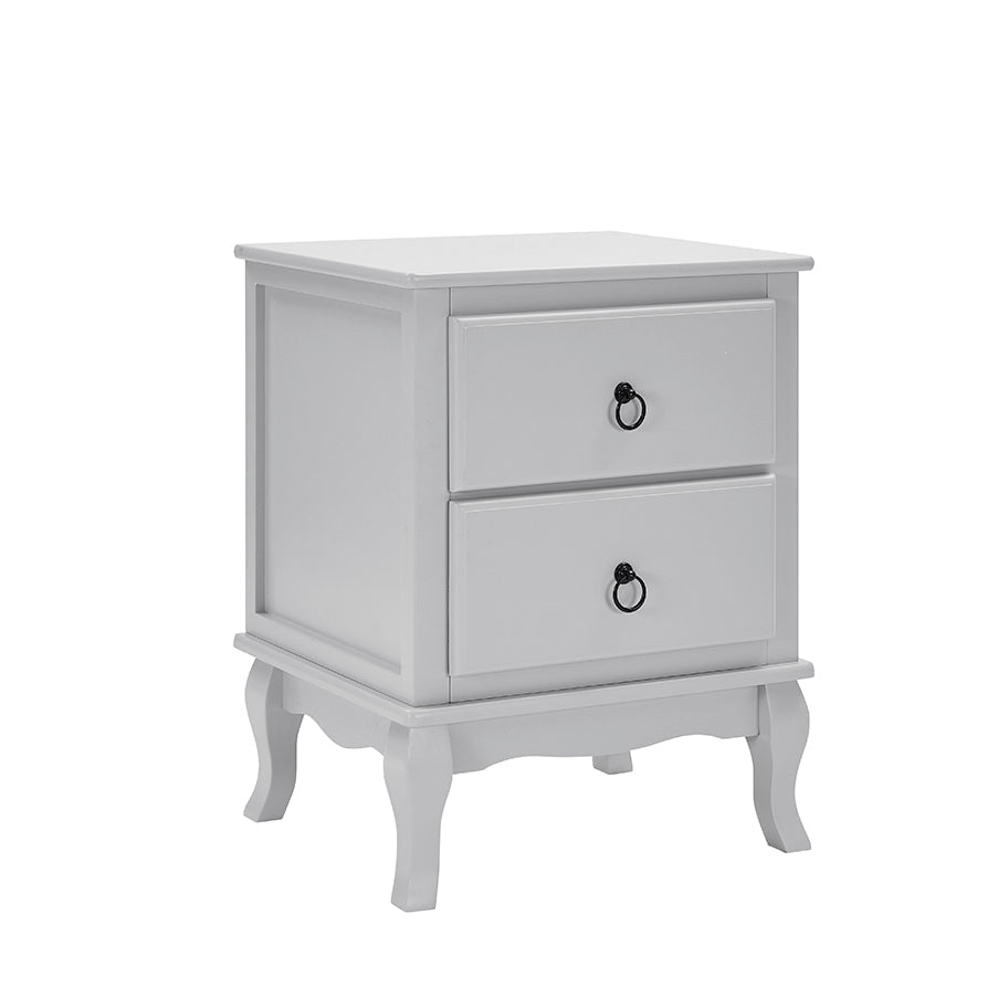 Amelie 2 Drawer Bedside Table - Light Grey - DUSK