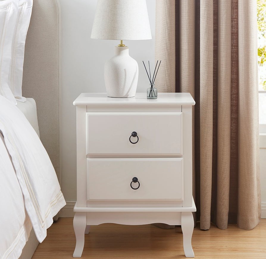 Amelie 2 Drawer Bedside Table - Stone - DUSK