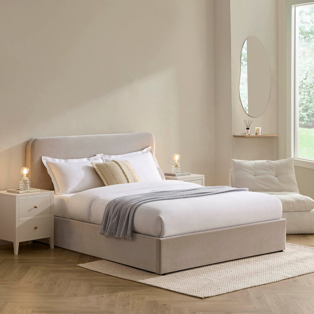 Ascot Ottoman Storage Bed - Chenille Light Grey - DUSK