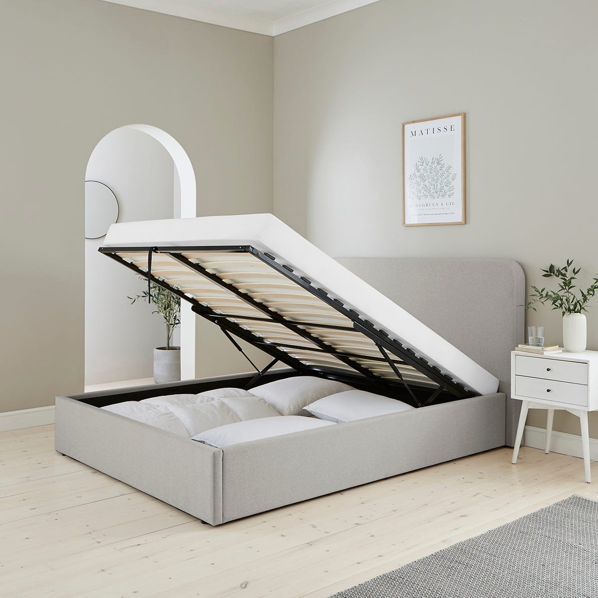 Ascot Ottoman Storage Bed - Grey - DUSK