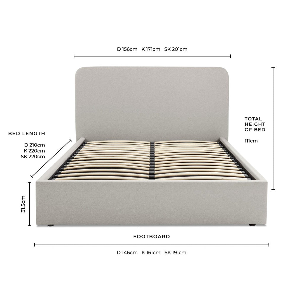 Ascot Ottoman Storage Bed - Grey - DUSK