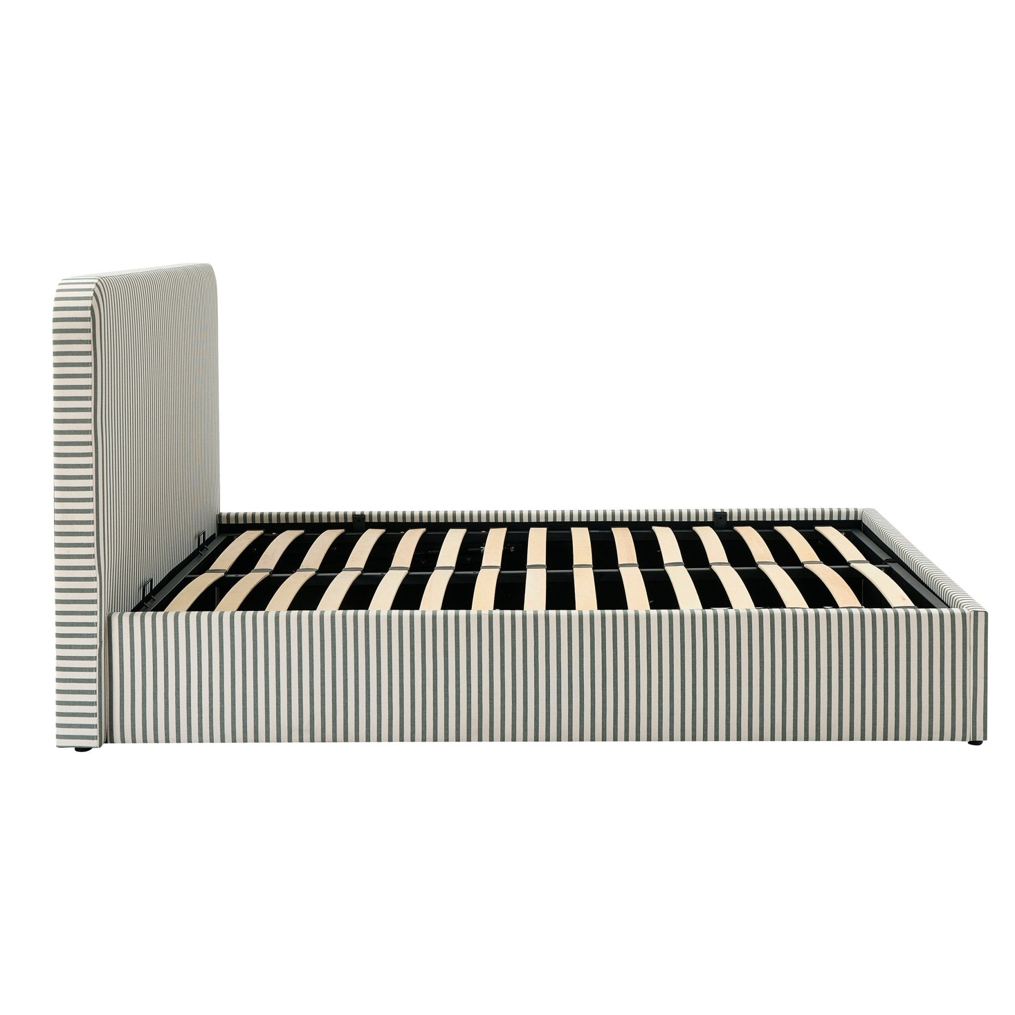 Ascot Ottoman Storage Bed - Sage Stripe - DUSK
