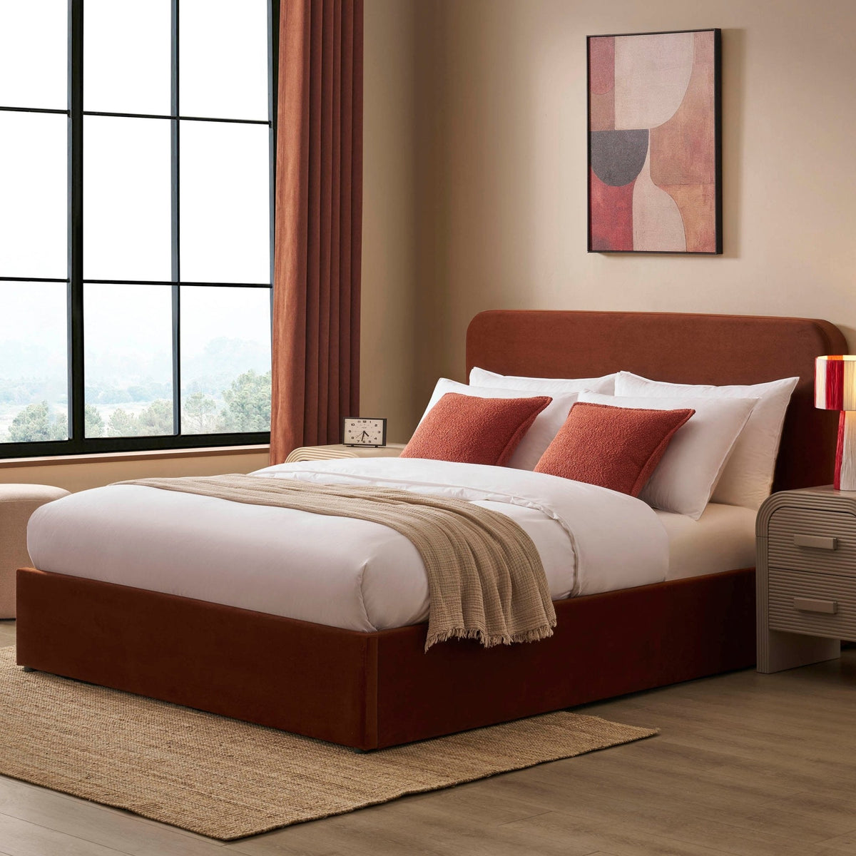 Ascot Ottoman Storage Bed - Terracotta - DUSK