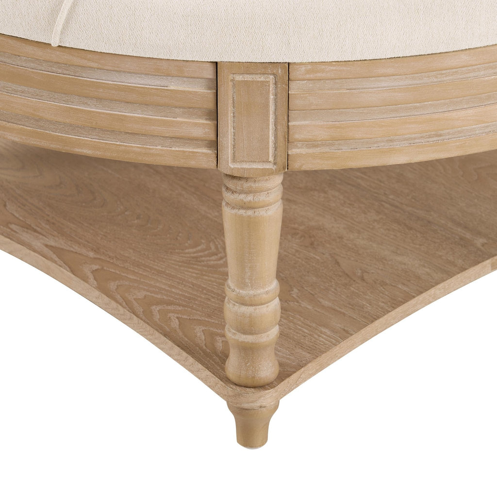 Aubrey Round Coffee Table Pouffe - Cream Linen - DUSK