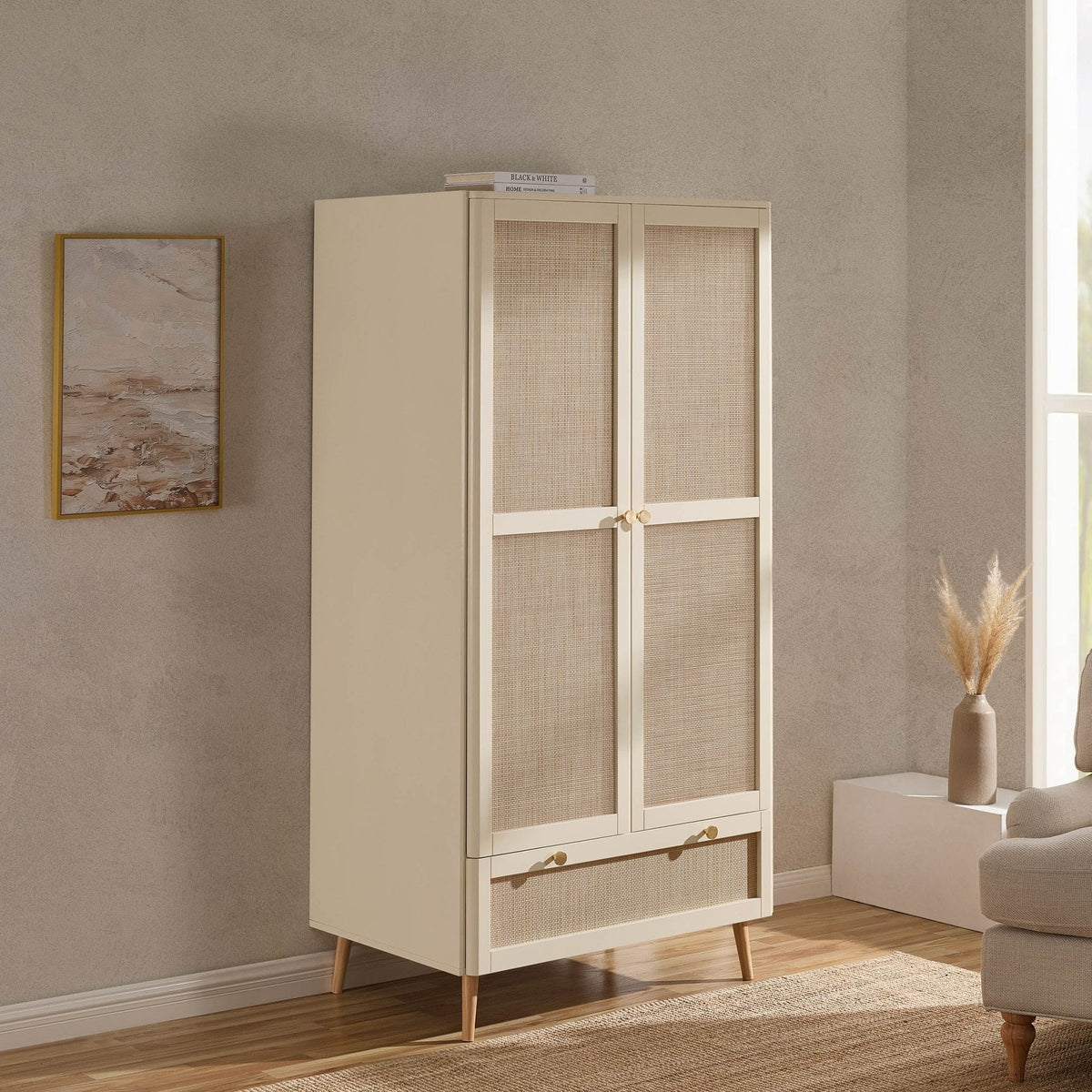 Aurelia 2 Door Wardrobe with Drawer - Vintage Cream - DUSK