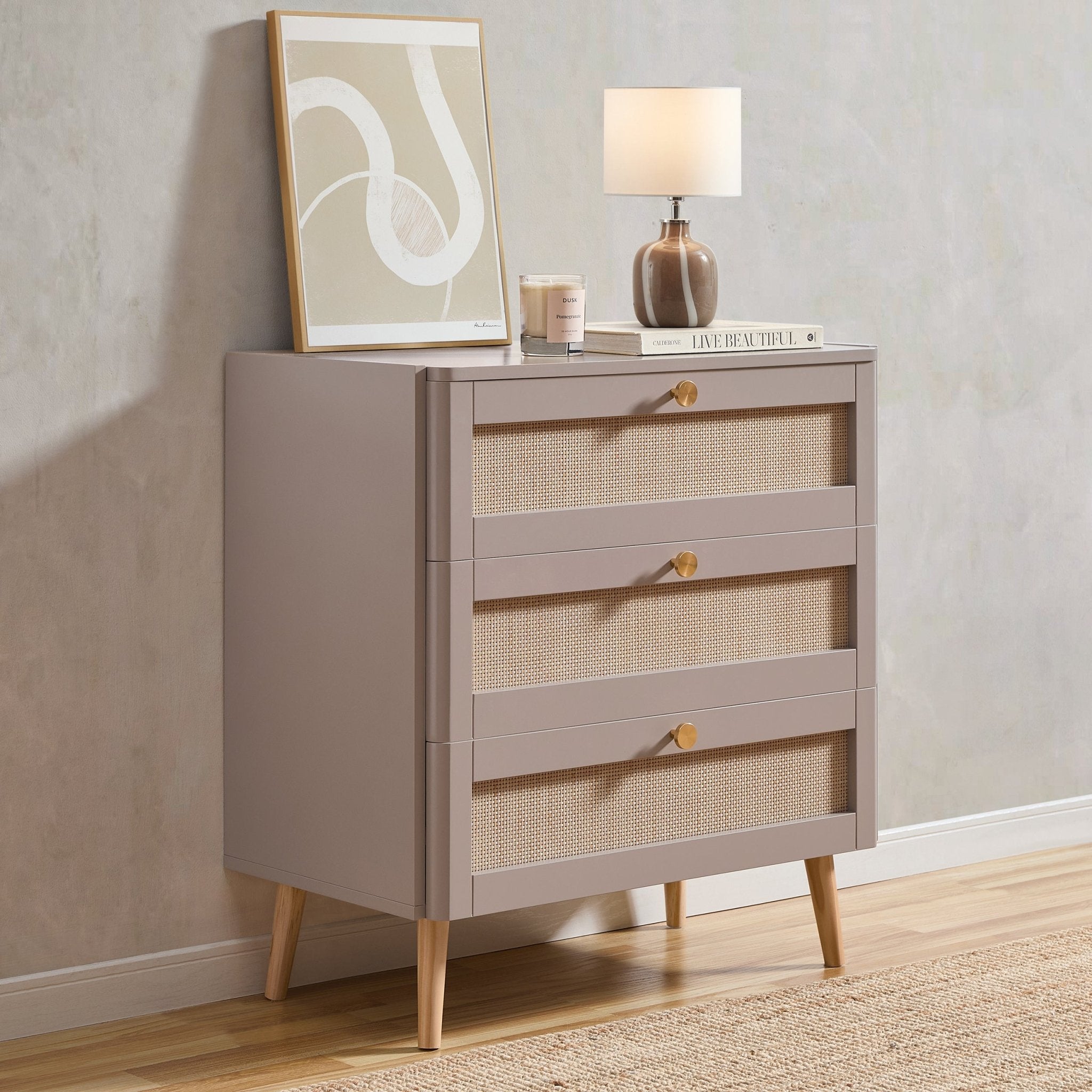 Aurelia 3 Drawer Chest - Taupe - DUSK