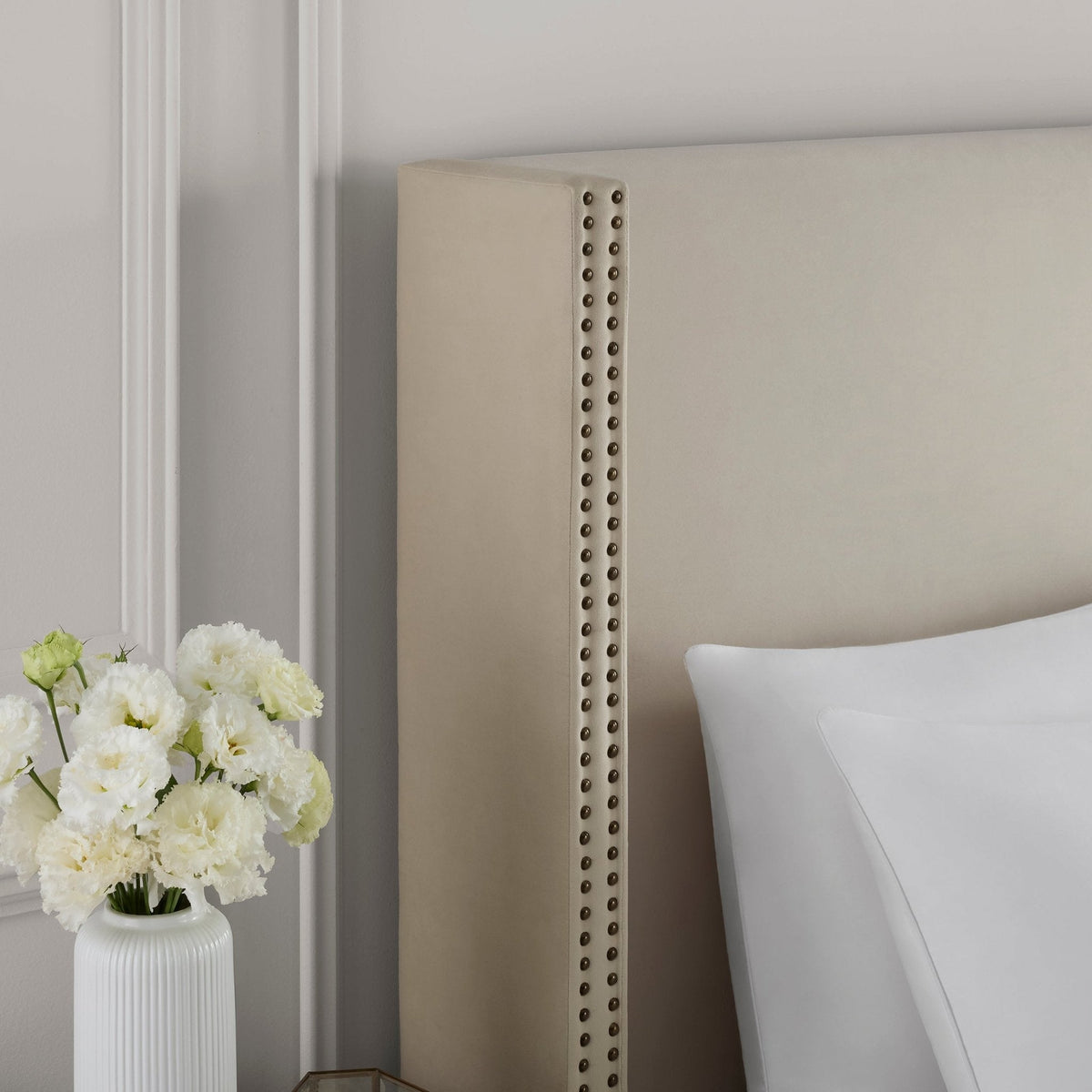 Austin Studded Ottoman Bed - Ecru - DUSK