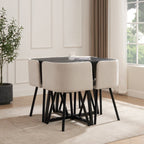 Ava Space Saver 4 Seater Dining Table and Chairs - Black/Sand - DUSK