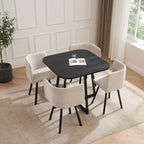 Ava Space Saver 4 Seater Dining Table and Chairs - Black/Sand - DUSK