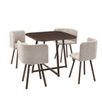 Ava Space Saver 4 Seater Dining Table and Chairs - Walnut/Stone - DUSK