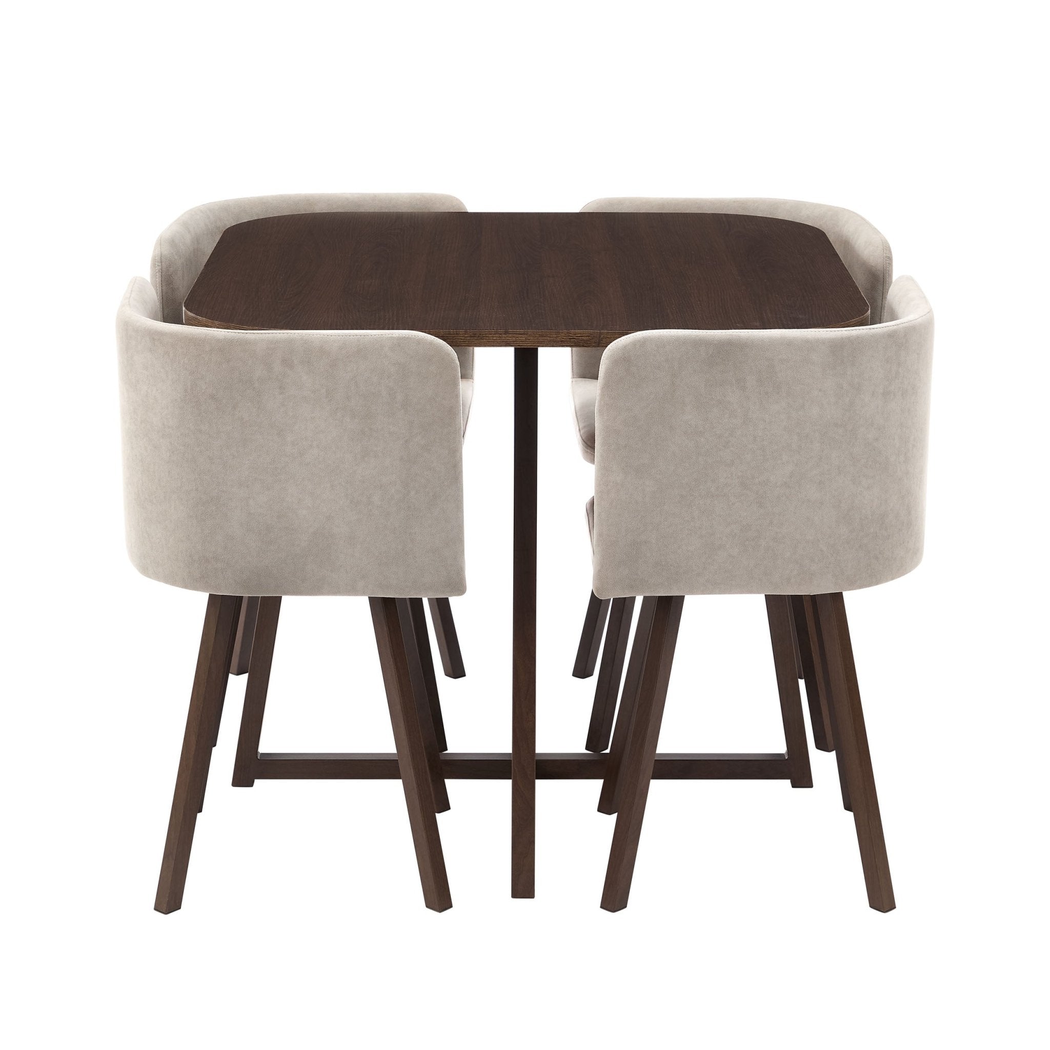 Ava Space Saver 4 Seater Dining Table and Chairs - Walnut/Stone - DUSK