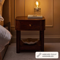 Avery Acacia Wood 1 Drawer Nightstand - Walnut - DUSK