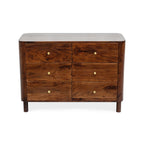 Avery Acacia Wood 6 Drawer Chest - Walnut - DUSK