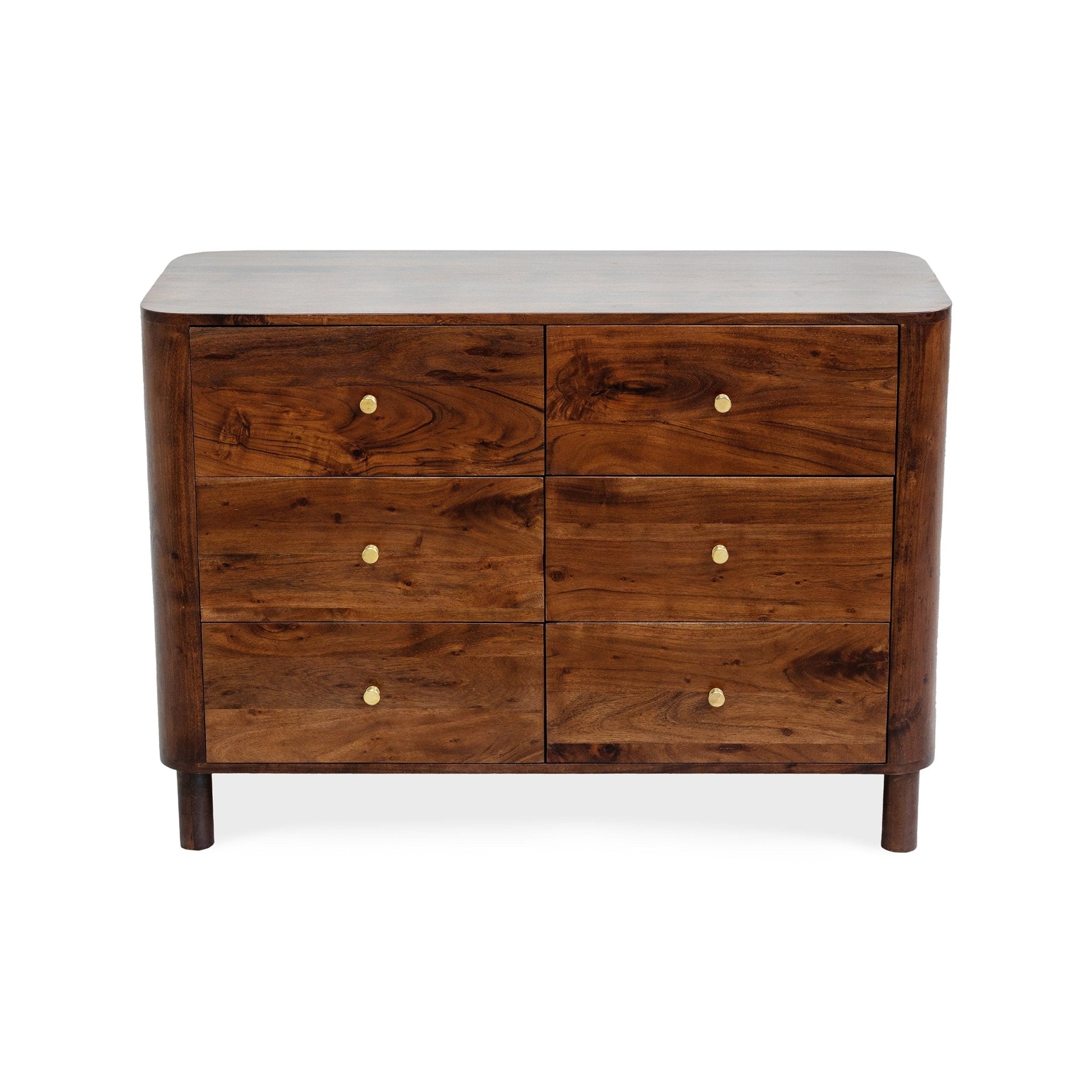 Avery Acacia Wood 6 Drawer Chest - Walnut - DUSK